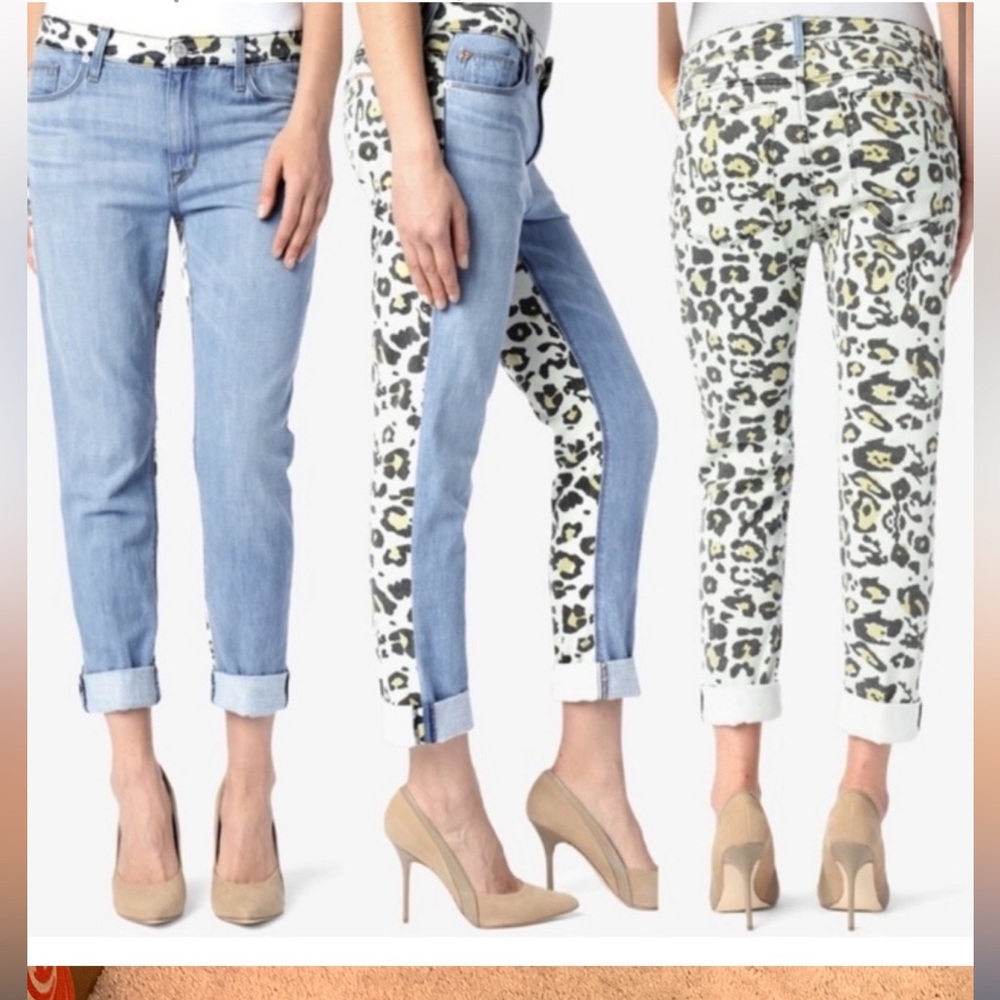 Hudson Vice Versa Patti skinny slouchy leopard animal print jeans 26